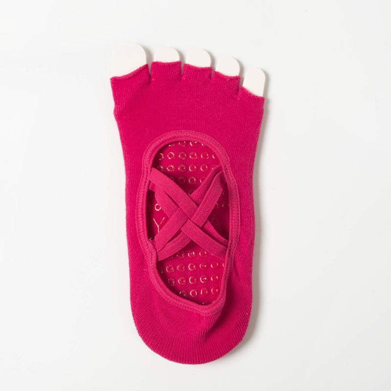 【Yoga Socks】T2玫红-女士半趾瑜伽普拉提运动袜