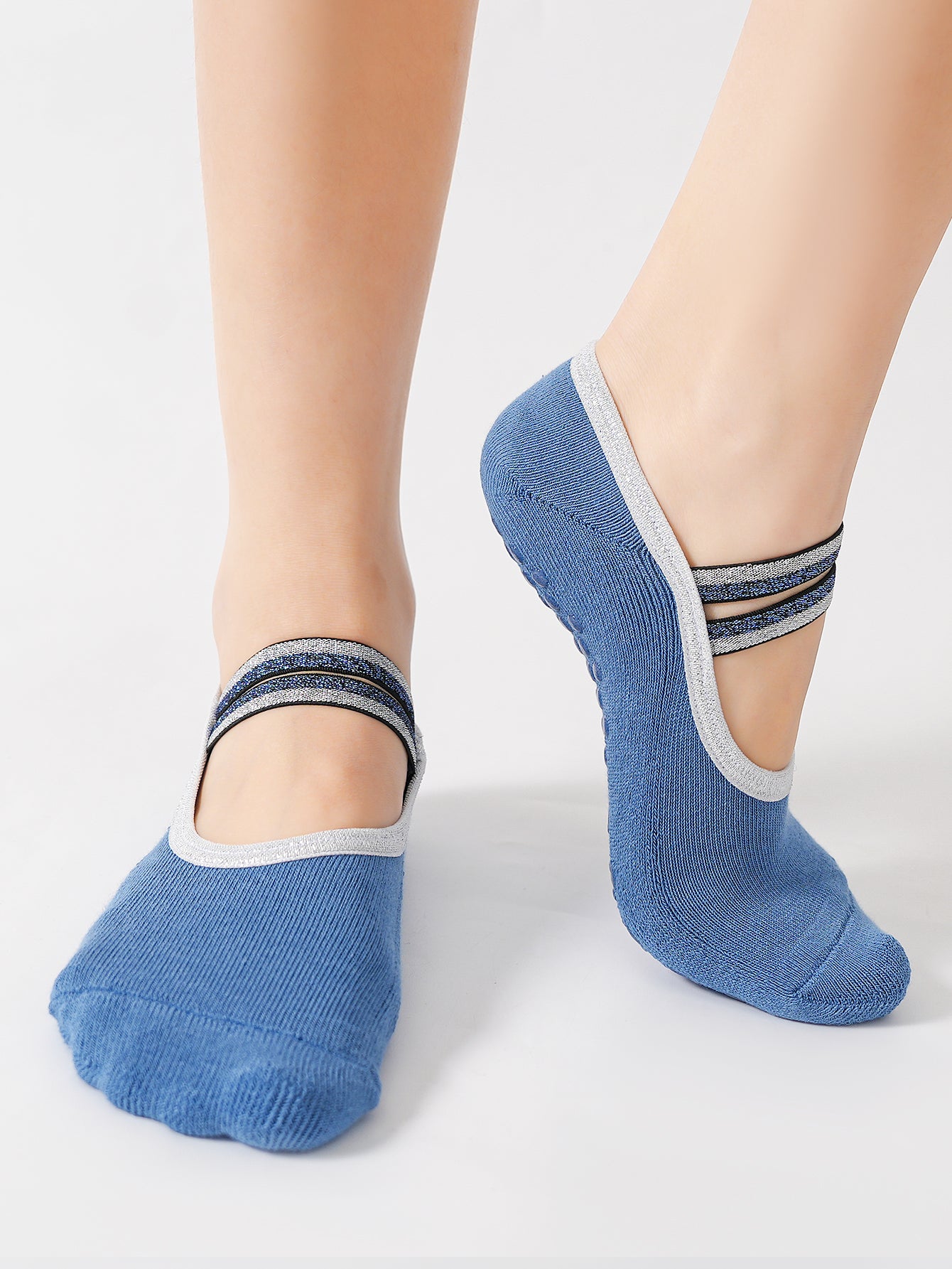 【Yoga Socks】Q4深蓝-女士毛圈圆头瑜伽普拉提运动袜