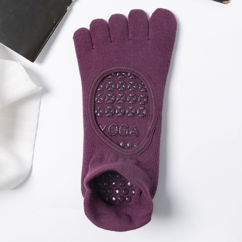 【Yoga Socks】V1紫红-女士五指瑜伽普拉提运动袜