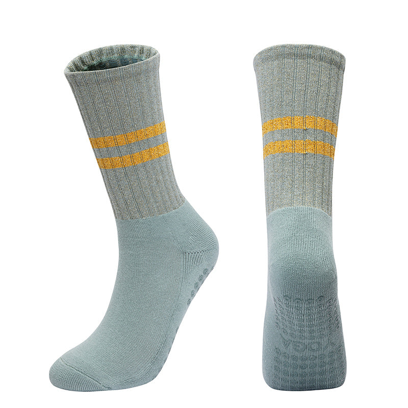 【Yoga Socks】D10孔雀绿-女士金丝毛圈圆头瑜伽普拉提运动袜