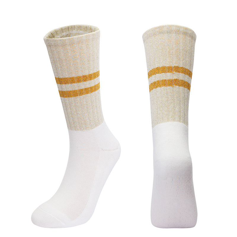 【Yoga Socks】D10白色-女士金丝毛圈圆头瑜伽普拉提运动袜
