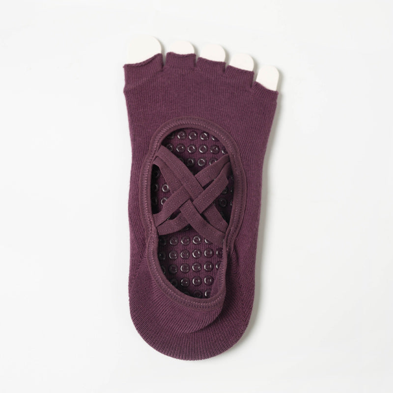【Yoga Socks】T2紫红-女士半趾瑜伽普拉提运动袜