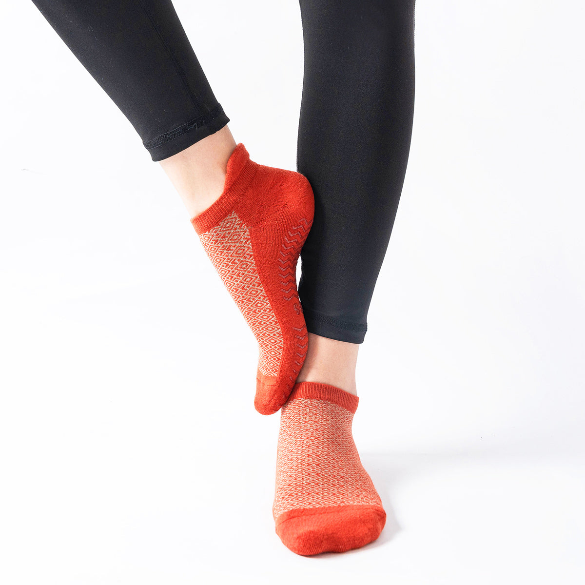 【Yoga Socks】D13红米-女士提花毛圈圆头瑜伽普拉提运动袜