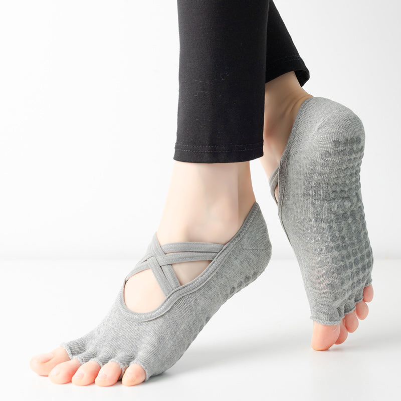 【Yoga Socks】T2浅麻灰-女士半趾瑜伽普拉提运动袜