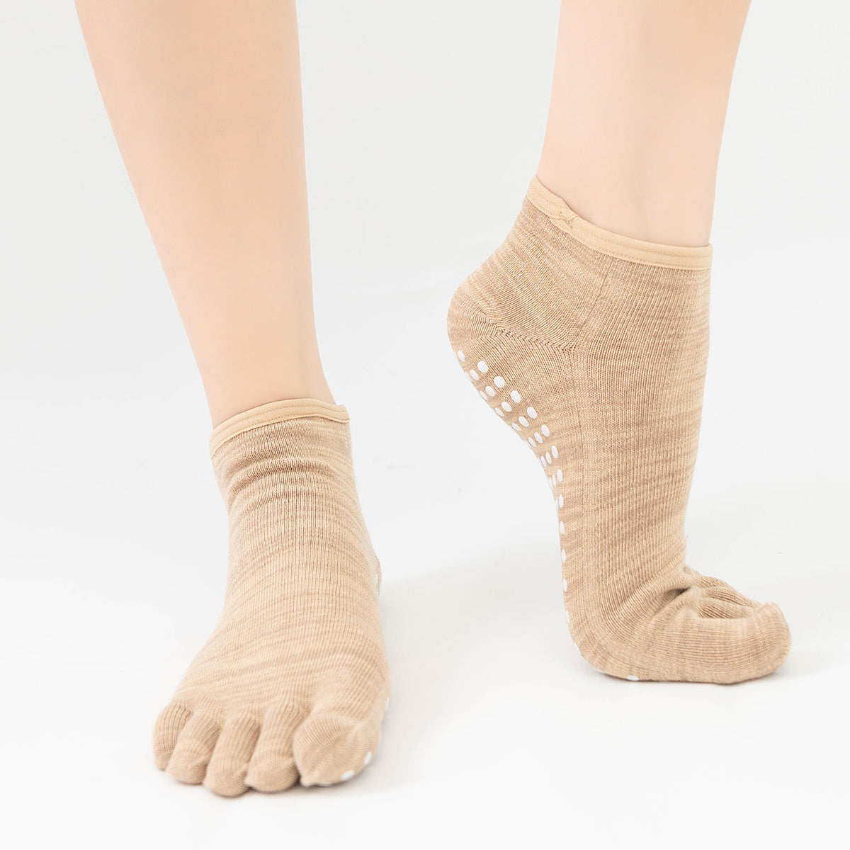 【Yoga Socks】G7米色-女士段色五指瑜伽普拉提运动袜