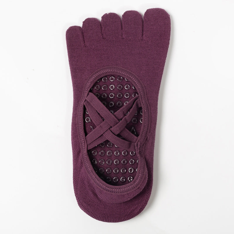 【Yoga Socks】W2紫红-女士五指瑜伽普拉提运动袜