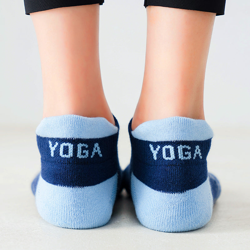 【Yoga Socks】A2青蓝-女士撞色毛圈圆头瑜伽普拉提运动袜