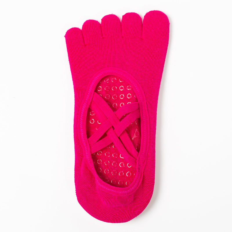 【Yoga Socks】W2玫红-女士五指瑜伽普拉提运动袜