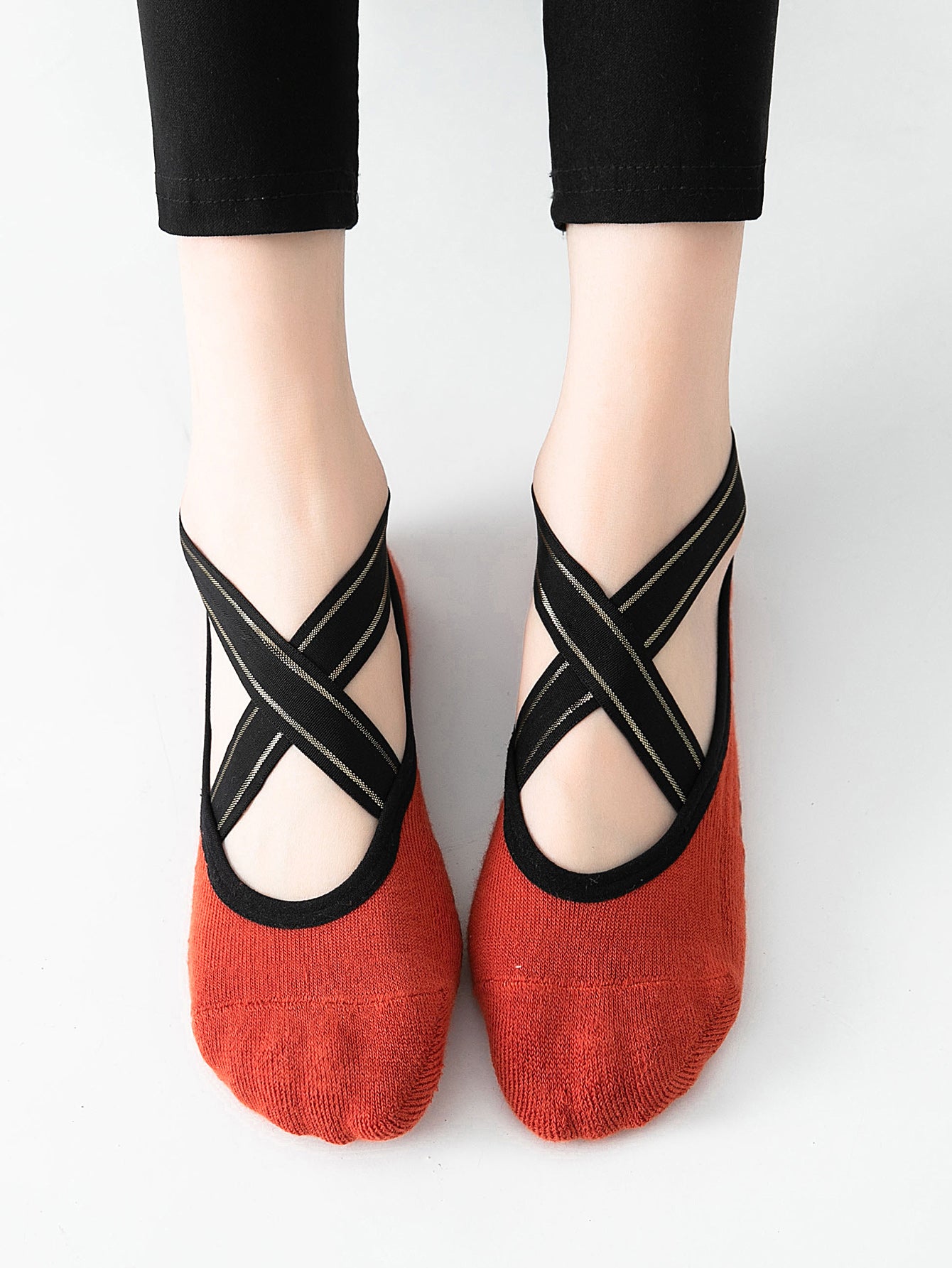 【Yoga Socks】Q1中国红-女士毛圈圆头瑜伽普拉提运动袜