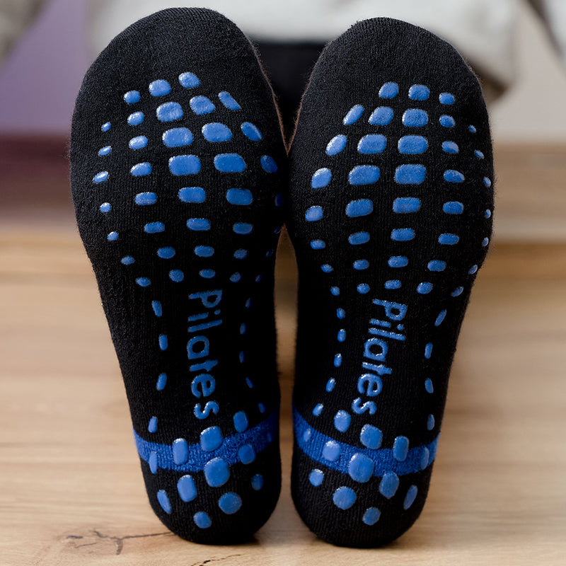 【Yoga Socks】D5黑蓝-男女通用提花毛圈圆头瑜伽普拉提运动袜