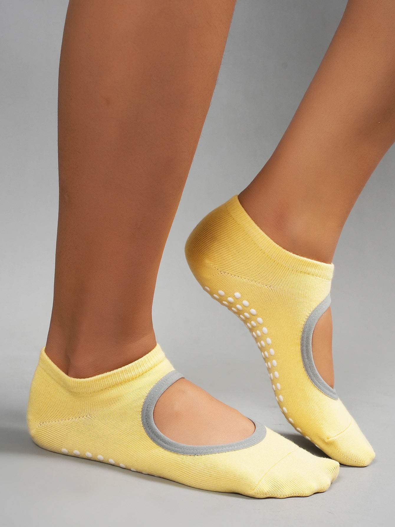 【Yoga Socks】E2黄色-女士圆头瑜伽普拉提运动袜