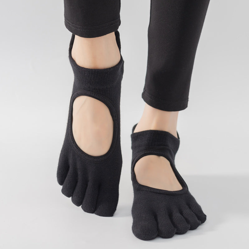 【Yoga Socks】V2黑色-女士五指瑜伽普拉提运动袜