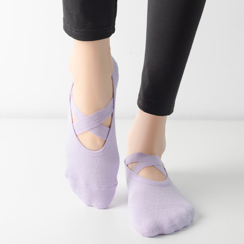 【Yoga Socks】Q2浅紫-女士毛圈圆头瑜伽普拉提运动袜