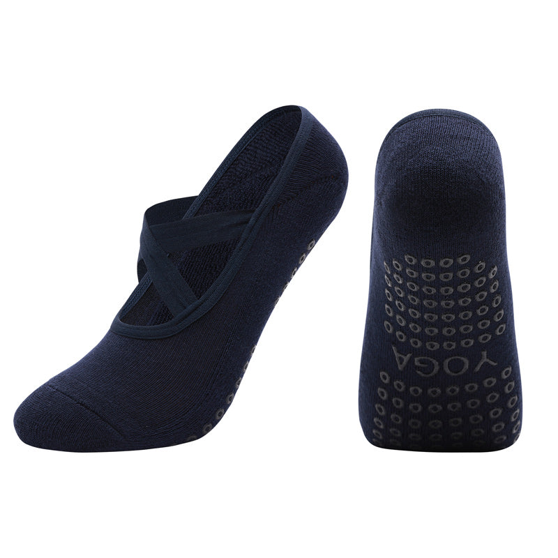 【Yoga Socks】Q2藏青-女士毛圈圆头瑜伽普拉提运动袜