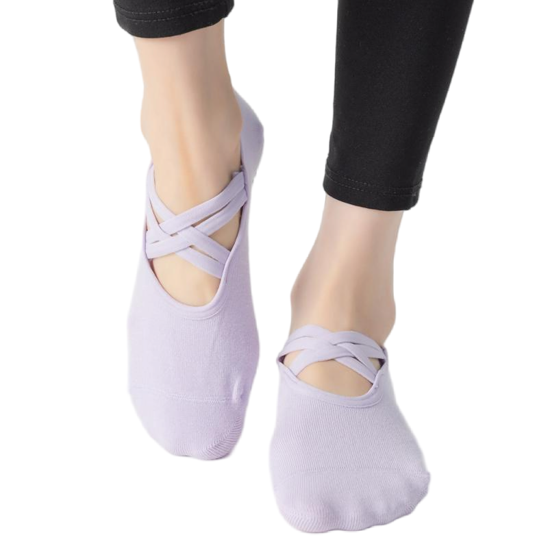 【Yoga Socks】H7浅紫-女士圆头瑜伽普拉提运动袜