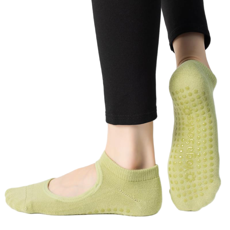 【Yoga Socks】A9绿色-女士毛圈圆头瑜伽普拉提运动袜