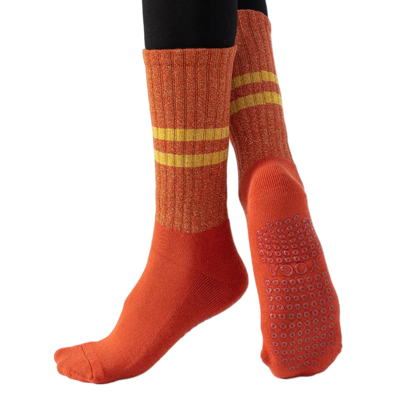 【Yoga Socks】D10中国红-女士金丝毛圈圆头瑜伽普拉提运动袜