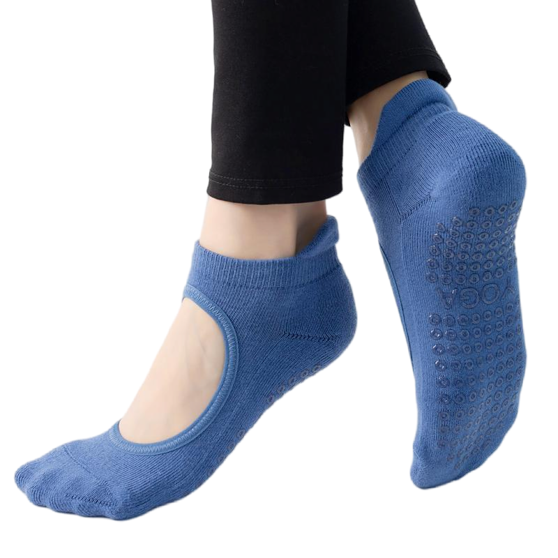 【Yoga Socks】A4深蓝-女士毛圈圆头瑜伽普拉提运动袜