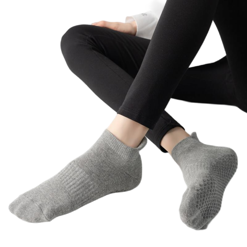 【Yoga Socks】D1浅麻灰-女士毛圈圆头瑜伽普拉提运动袜