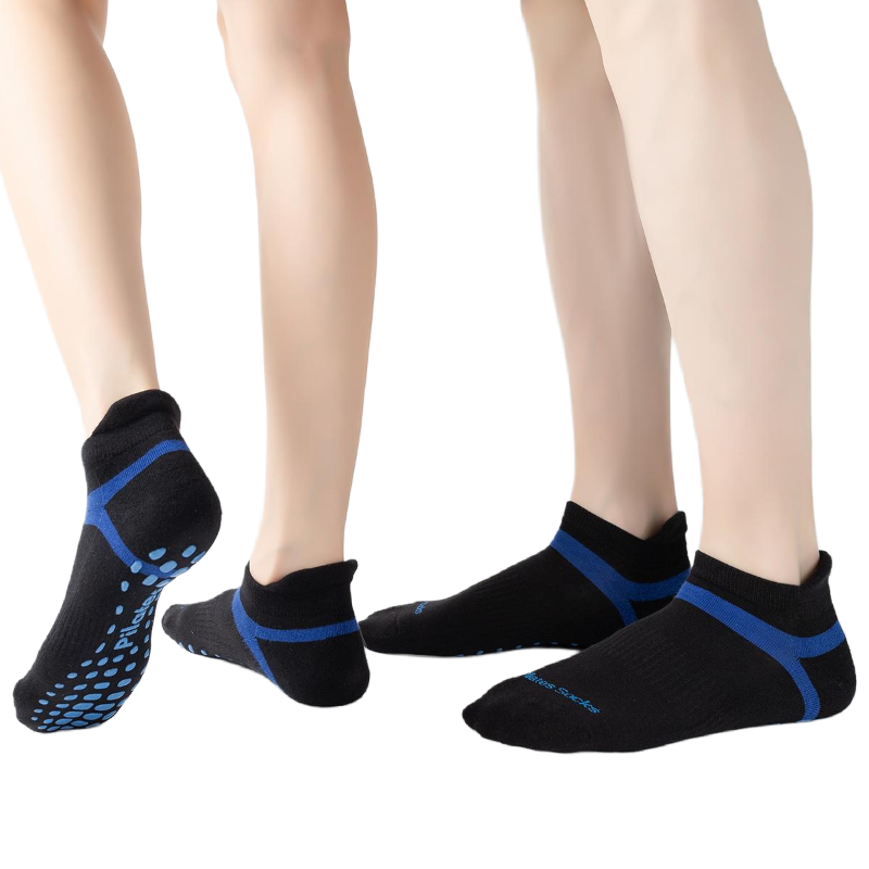 【Yoga Socks】D5黑蓝-男女通用提花毛圈圆头瑜伽普拉提运动袜