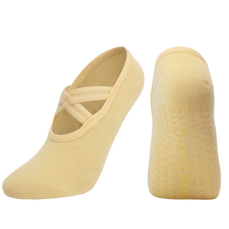【Yoga Socks】H7黄色-女士圆头瑜伽普拉提运动袜