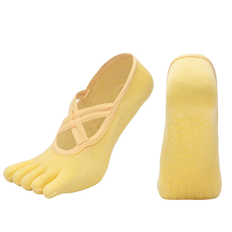 【Yoga Socks】W2黄色-女士五指瑜伽普拉提运动袜