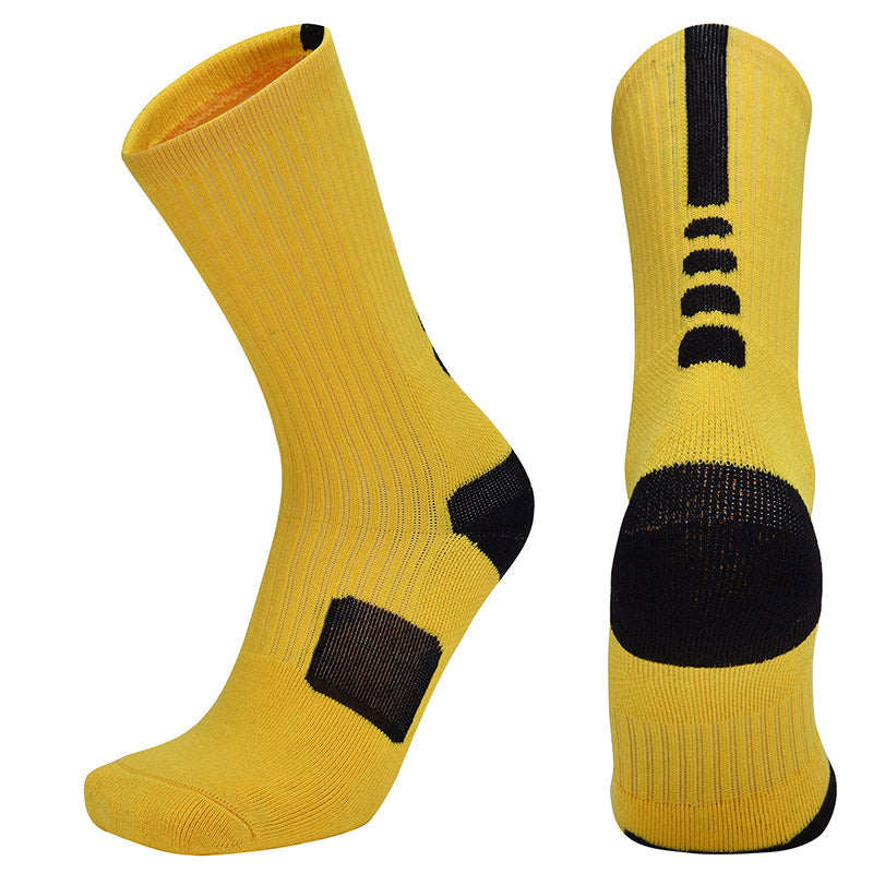 【Basketball Socks】A1黄黑-男女通用毛圈长筒篮球运动袜
