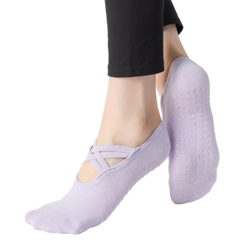 【Yoga Socks】H7浅紫-女士圆头瑜伽普拉提运动袜