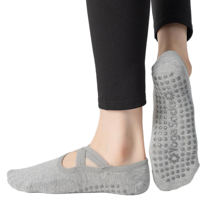 【Yoga Socks】H7浅麻灰-女士圆头瑜伽普拉提运动袜