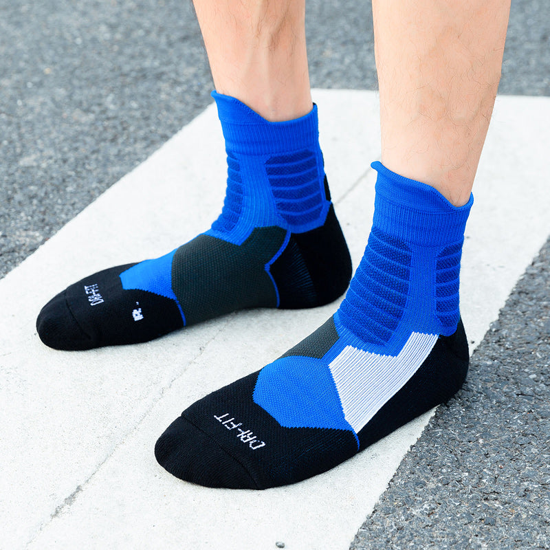 【Basketball Socks】B2蓝色-男士毛圈中筒篮球运动袜