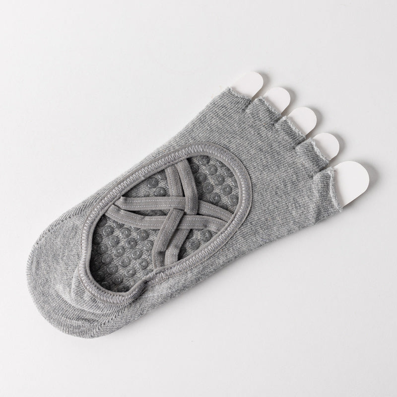 【Yoga Socks】T2浅麻灰-女士半趾瑜伽普拉提运动袜