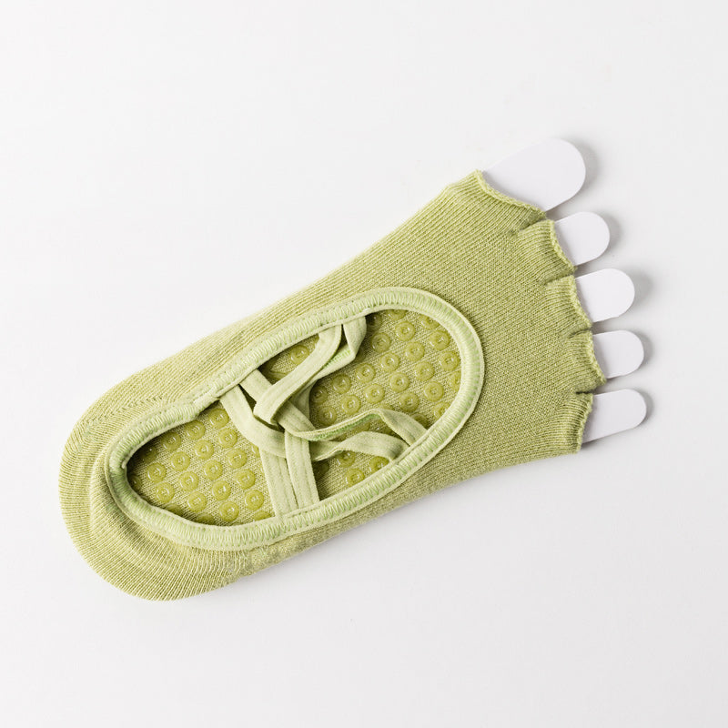 【Yoga Socks】T2绿色-女士半趾瑜伽普拉提运动袜