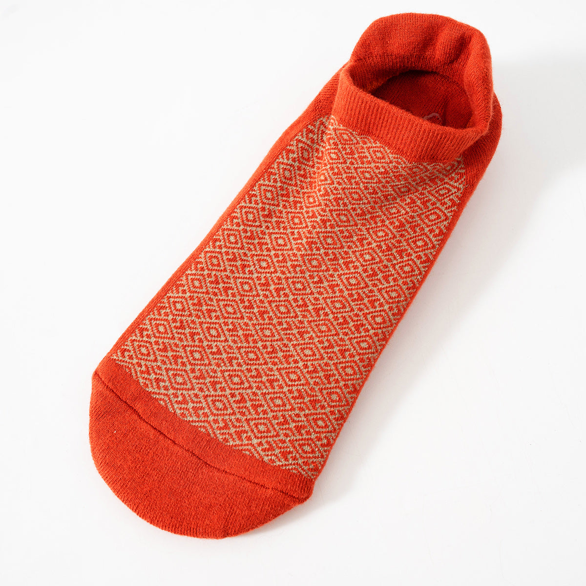 【Yoga Socks】D13红米-女士提花毛圈圆头瑜伽普拉提运动袜