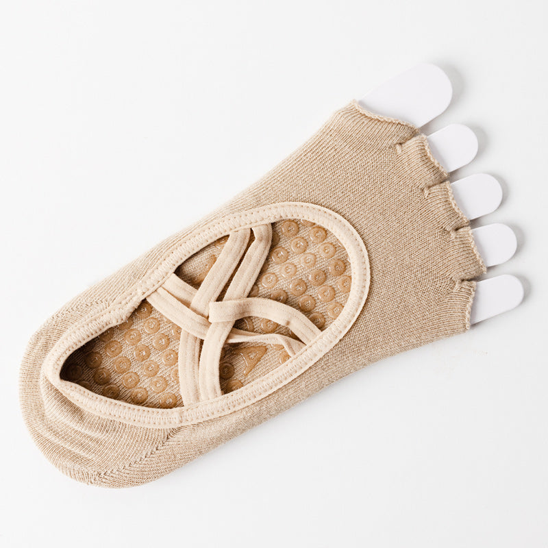 【Yoga Socks】T2米色-女士半趾瑜伽普拉提运动袜
