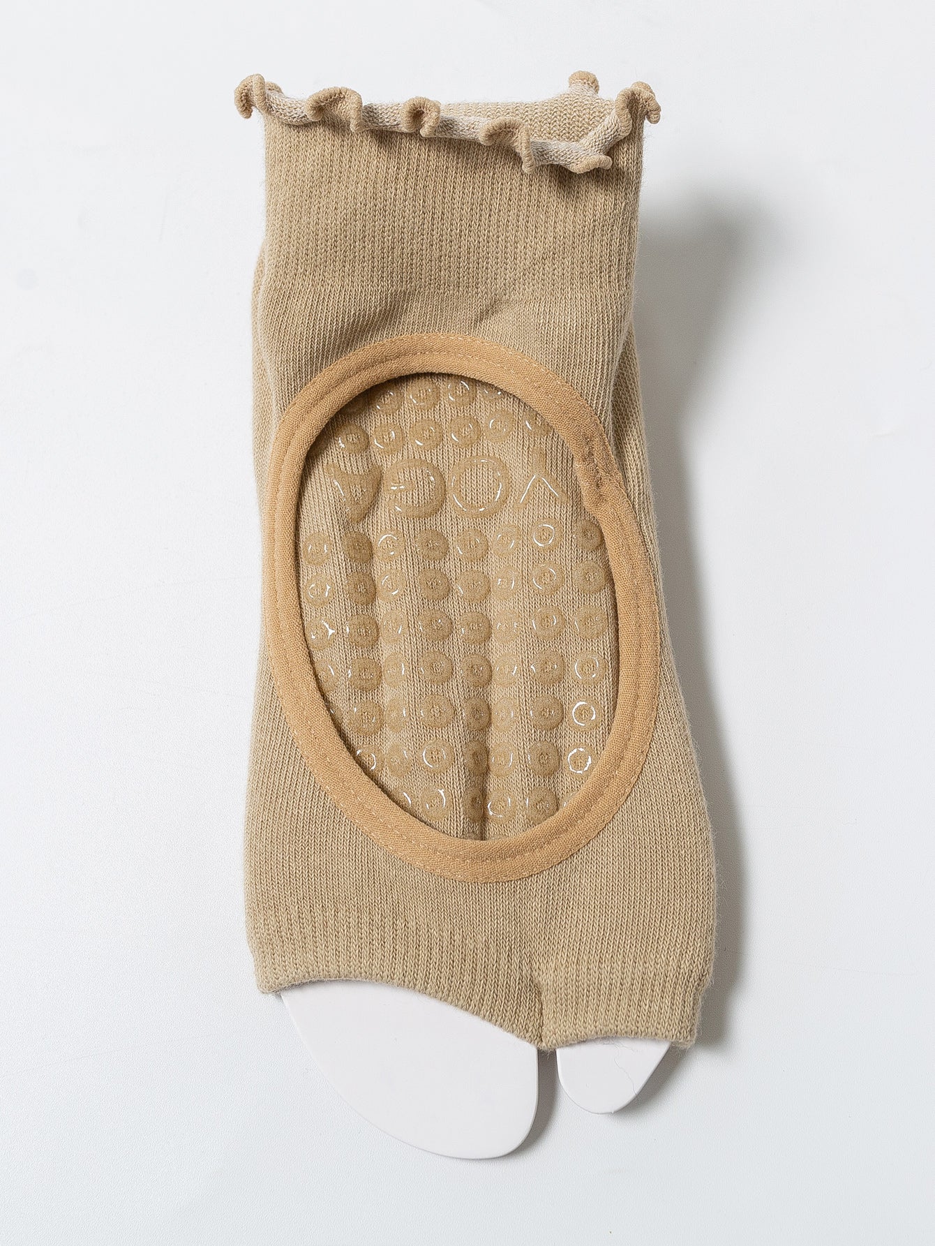 【Yoga Socks】O3米色-女士木耳边二指瑜伽普拉提运动袜