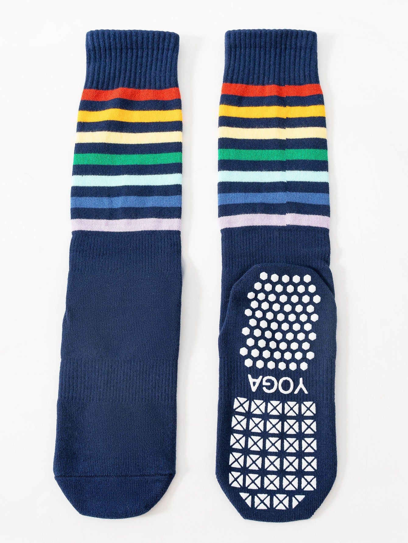 【Yoga Socks】N1藏青-女士彩虹圆头瑜伽普拉提运动袜