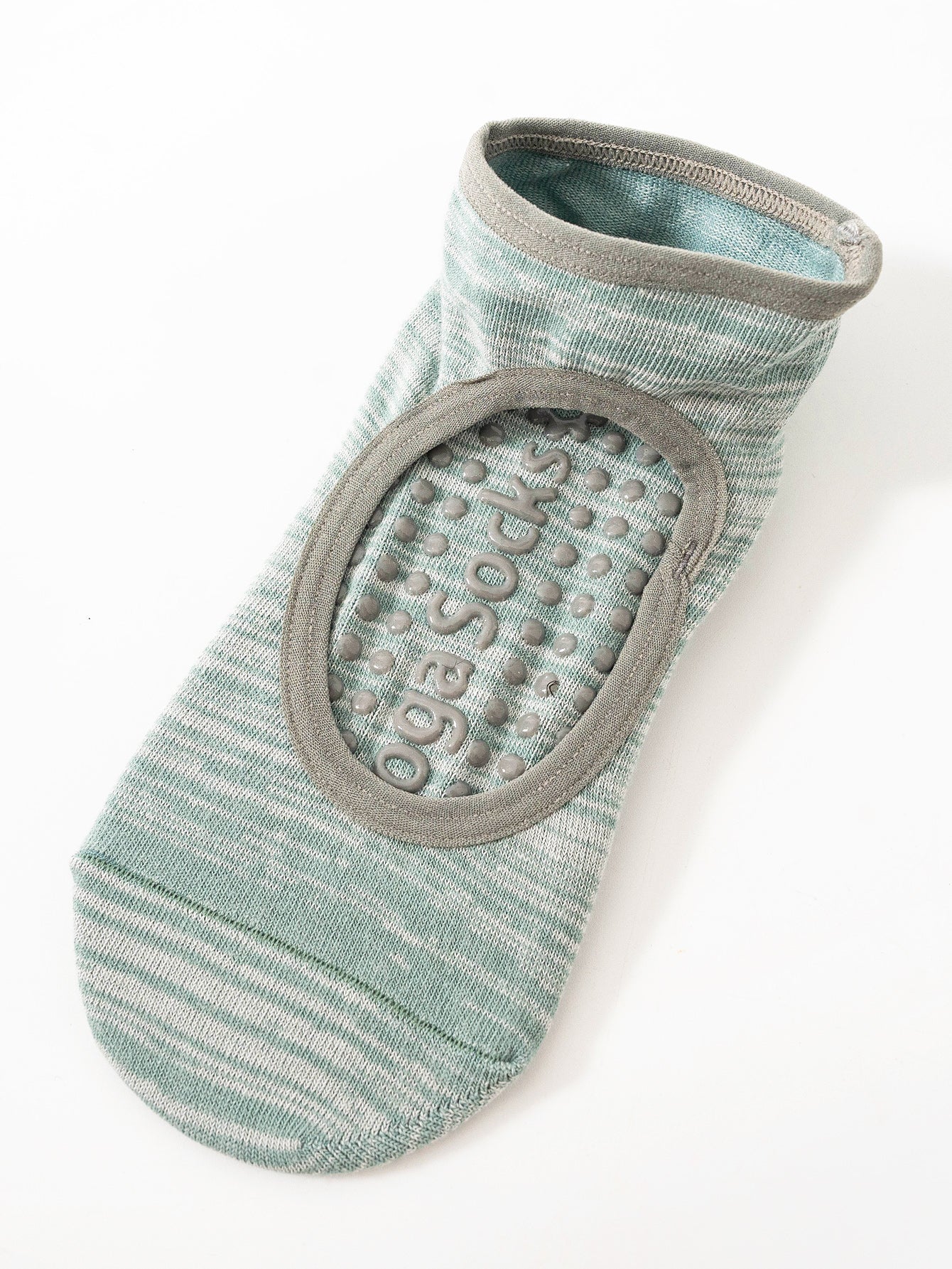 【Yoga Socks】E3绿灰-女士段色圆头瑜伽普拉提运动袜