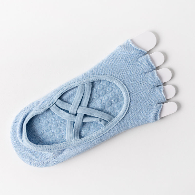 【Yoga Socks】T2浅蓝-女士半趾瑜伽普拉提运动袜