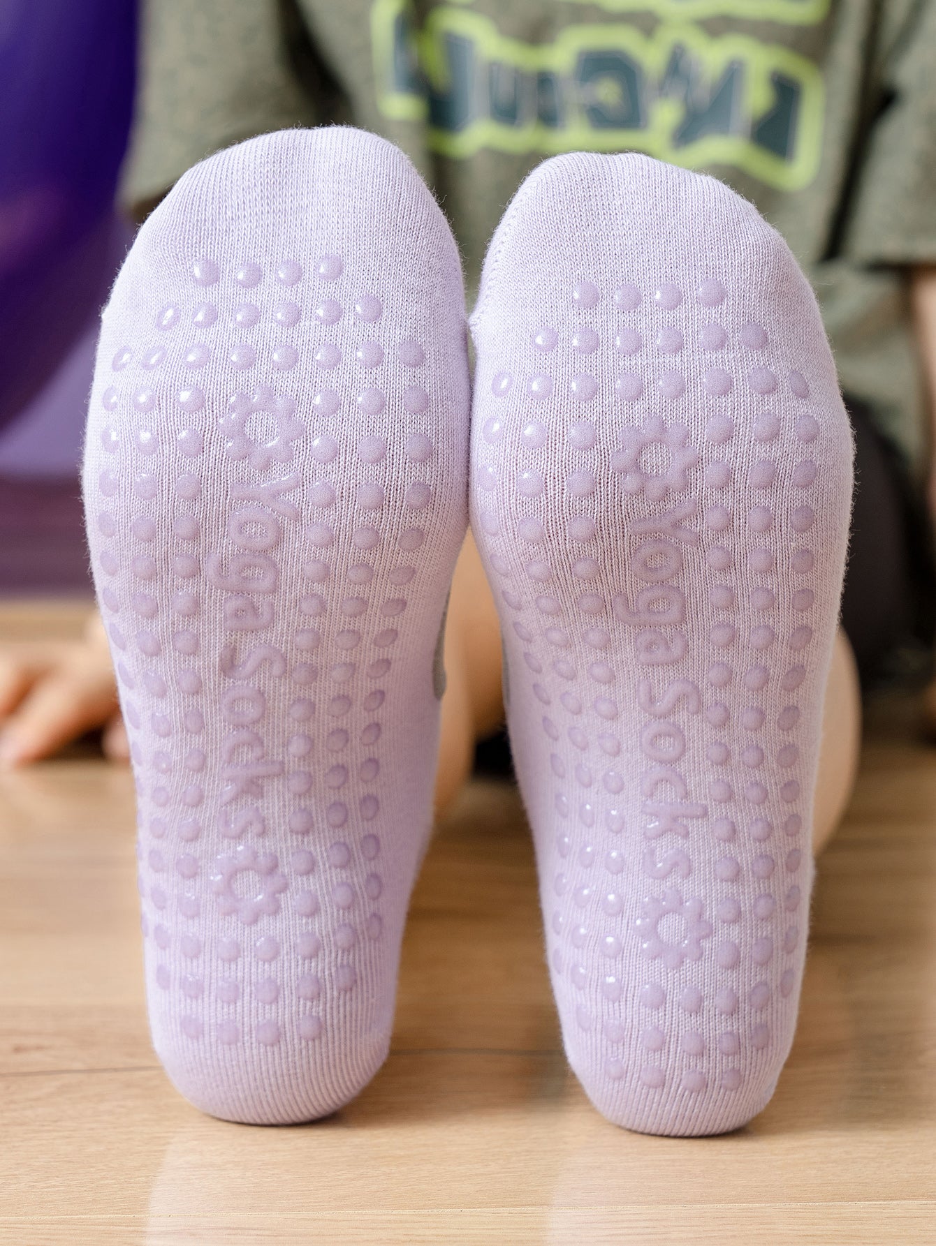 【Yoga Socks】E1浅紫-女士圆头瑜伽普拉提运动袜