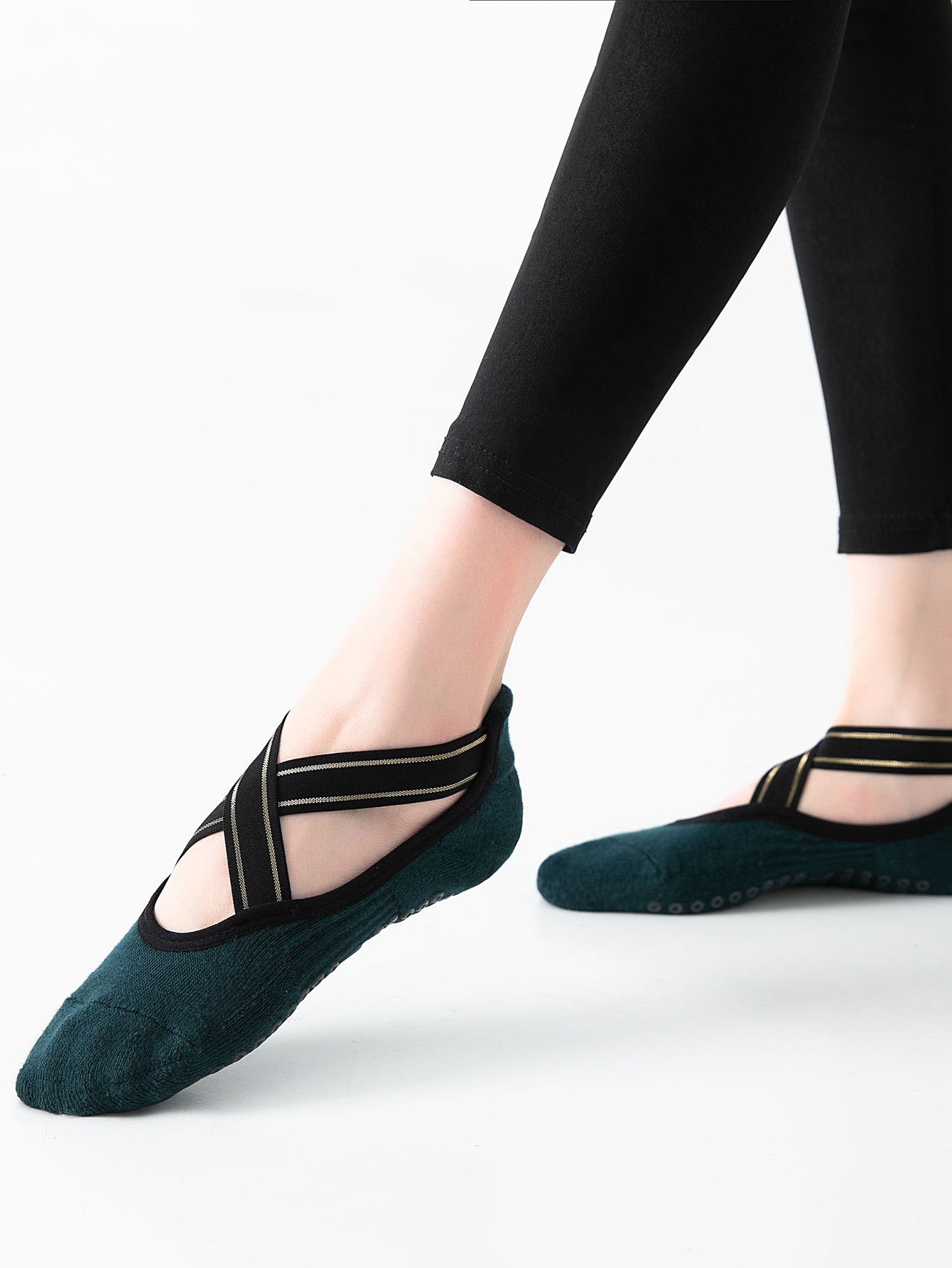 【Yoga Socks】Q1墨绿-女士毛圈圆头瑜伽普拉提运动袜