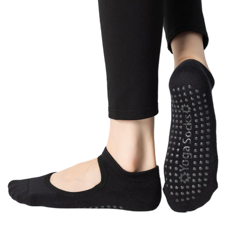 【Yoga Socks】A9黑色-女士毛圈圆头瑜伽普拉提运动袜