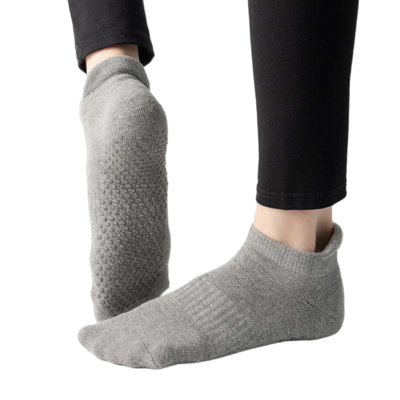 【Yoga Socks】D1浅麻灰-女士毛圈圆头瑜伽普拉提运动袜
