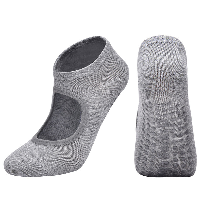 【Yoga Socks】K1浅麻灰-女士圆头瑜伽普拉提运动袜