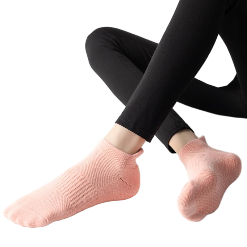 【Yoga Socks】D1珊瑚橙-女士毛圈圆头瑜伽普拉提运动袜