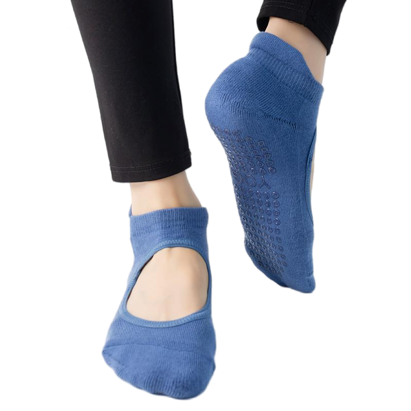 【Yoga Socks】A4深蓝-女士毛圈圆头瑜伽普拉提运动袜
