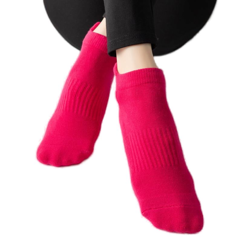 【Yoga Socks】D1玫红-女士毛圈圆头瑜伽普拉提运动袜