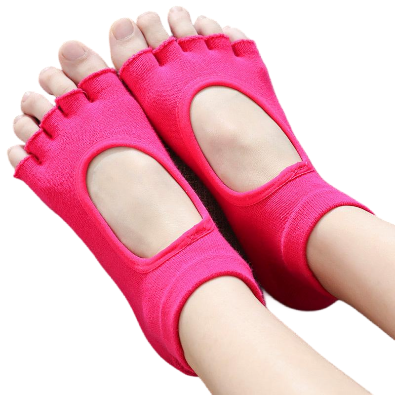 【Yoga Socks】F1玫红-女士半趾瑜伽普拉提运动袜