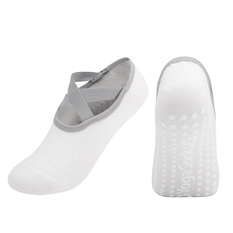 【Yoga Socks】H6白色-女士圆头瑜伽普拉提运动袜