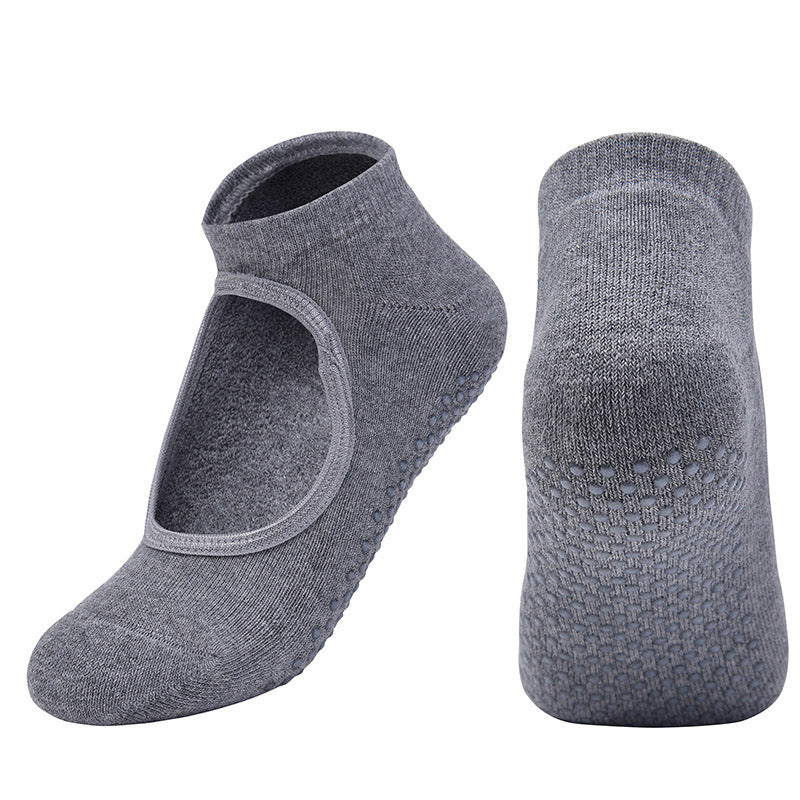 【Yoga Socks】A1浅麻灰-女士毛圈圆头瑜伽普拉提运动袜