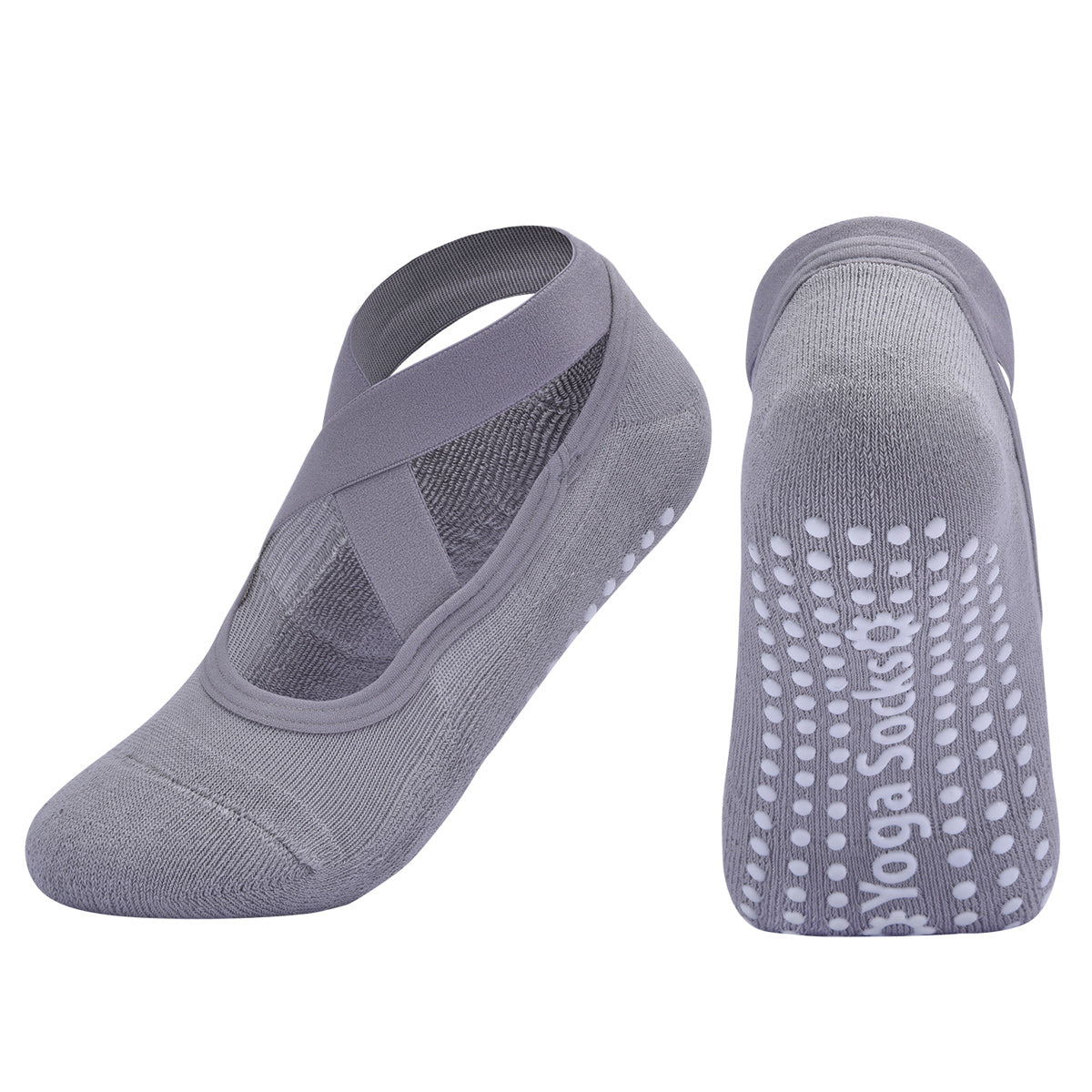 【Yoga Socks】Q3浅灰-女士毛圈圆头瑜伽普拉提运动袜